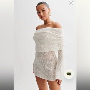 Meshki Marisol Off-Shoulder White Dress - Ivory NWT Size S